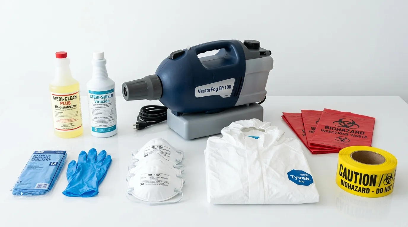 Professional biohazard remediation crew working in Needham