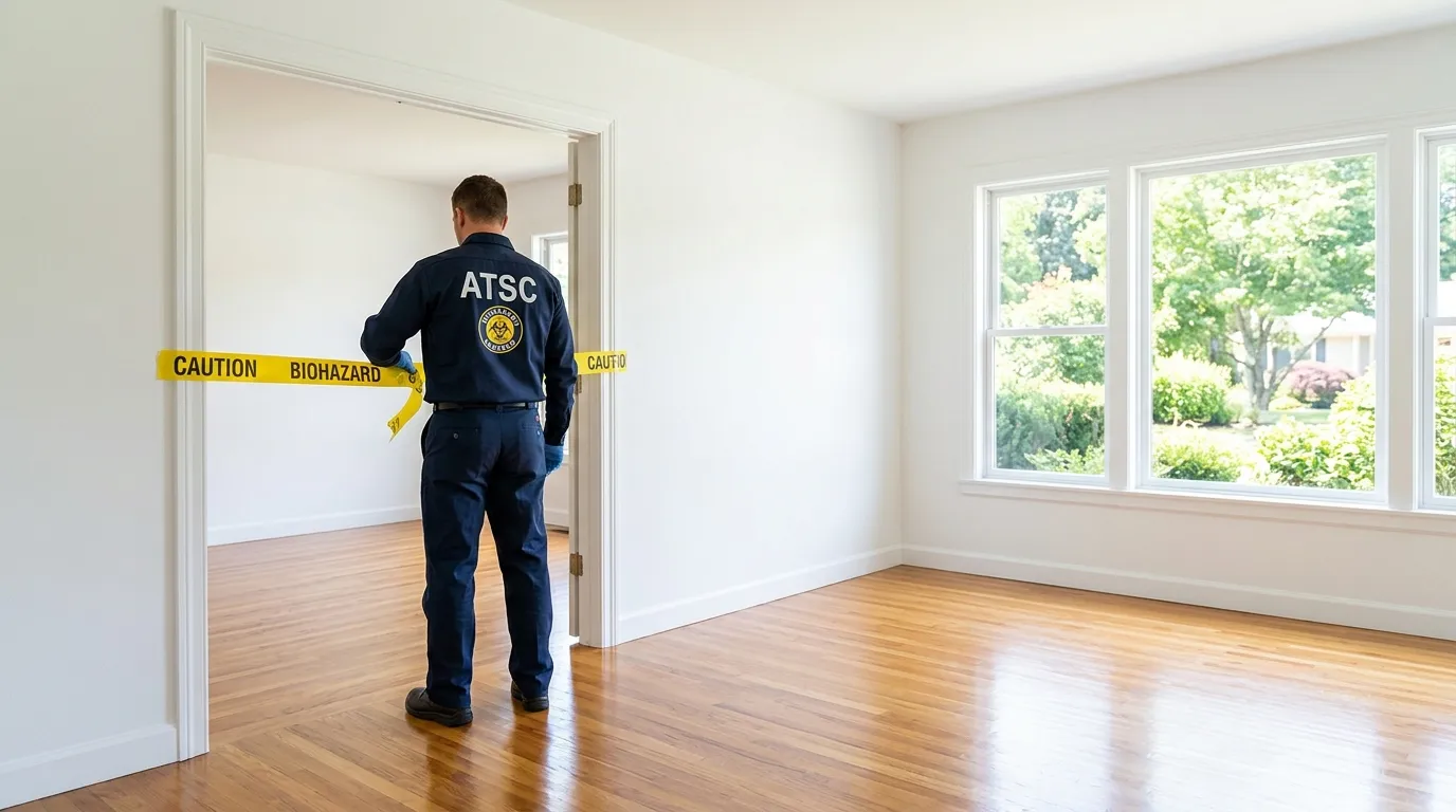 Certified biohazard cleanup crew performing Decomposition Cleanup in Needham